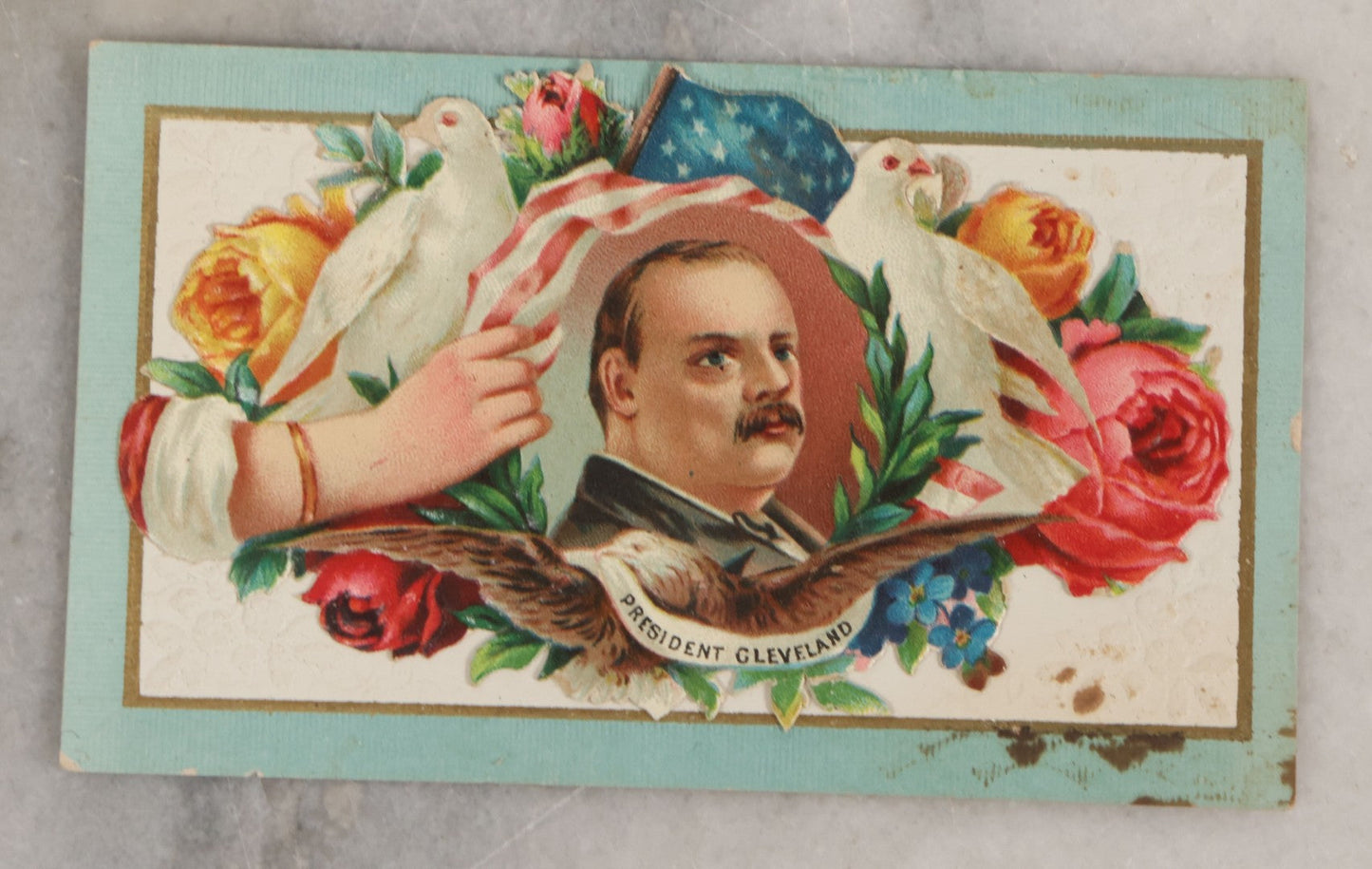 Lot 133 - Pair Of Antique Political Ephemera Pieces Featuring U.S. Presidents Including Carte De Visite C.D.V. Photograph Of Garfield, And Lithographed Card With Cleveland
