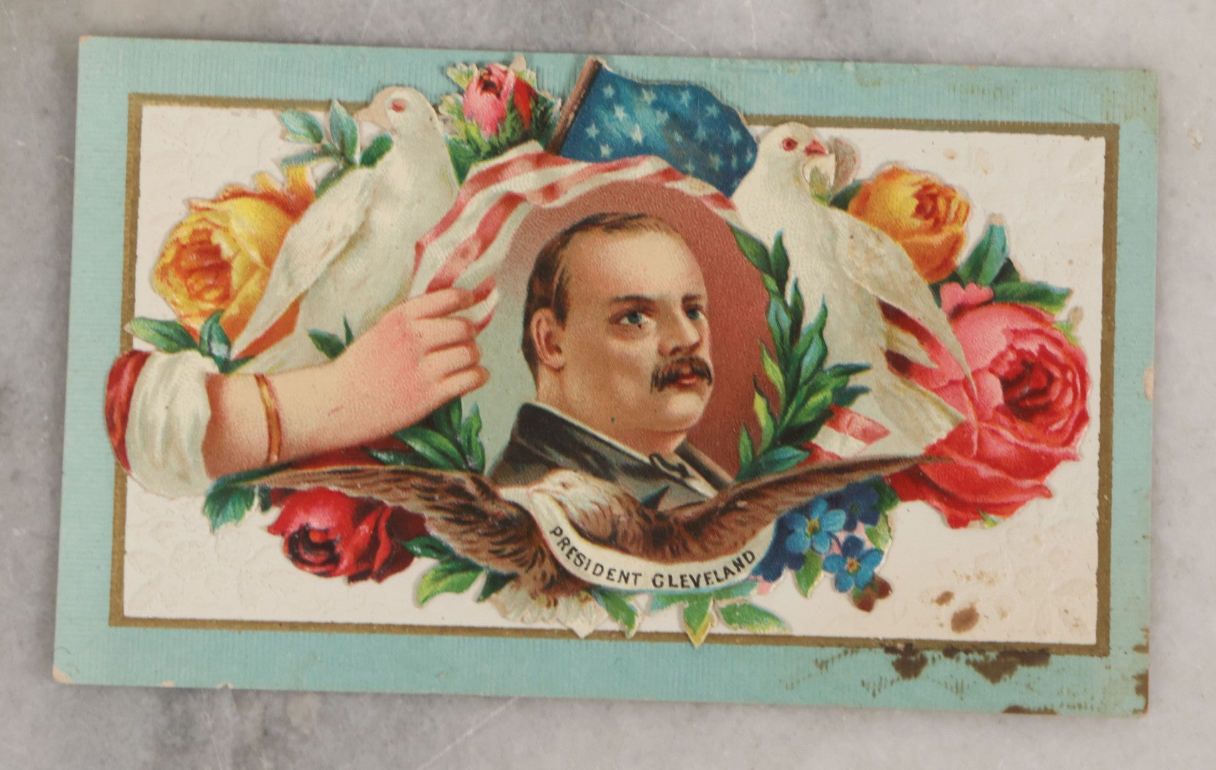 Lot 133 - Pair Of Antique Political Ephemera Pieces Featuring U.S. Presidents Including Carte De Visite C.D.V. Photograph Of Garfield, And Lithographed Card With Cleveland