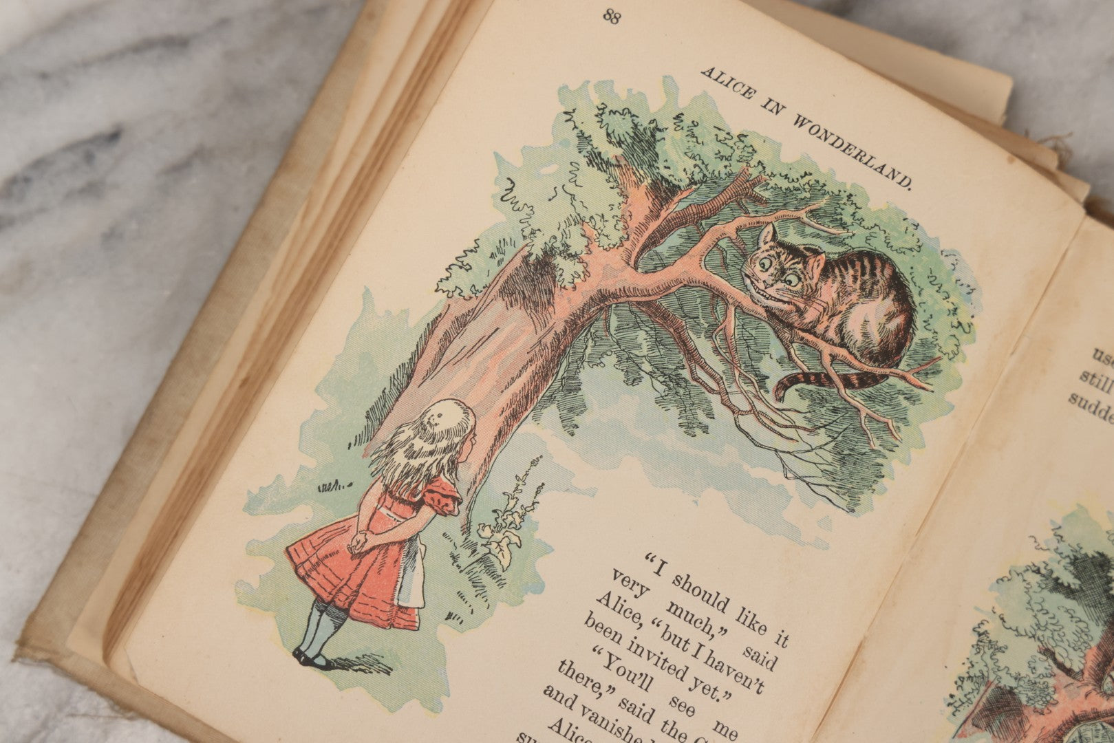 Lot 150 - "Alice's Adventures In Wonderland" Antique Children's Book By Lewis Carroll, Illustrated In Colors, Published By Gilbert H. McKibbin, New York, The Manhattan Young People's Library, Note Poor Condition