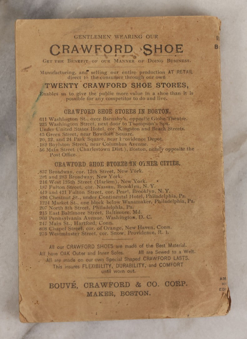Lot 152 - "Black Beauty: His Grooms And Companions" Antique Paperback Book Published By The American Humane Education Society, Boston, Circa Late 19th Century, Advertisement For The Crawford Shoe