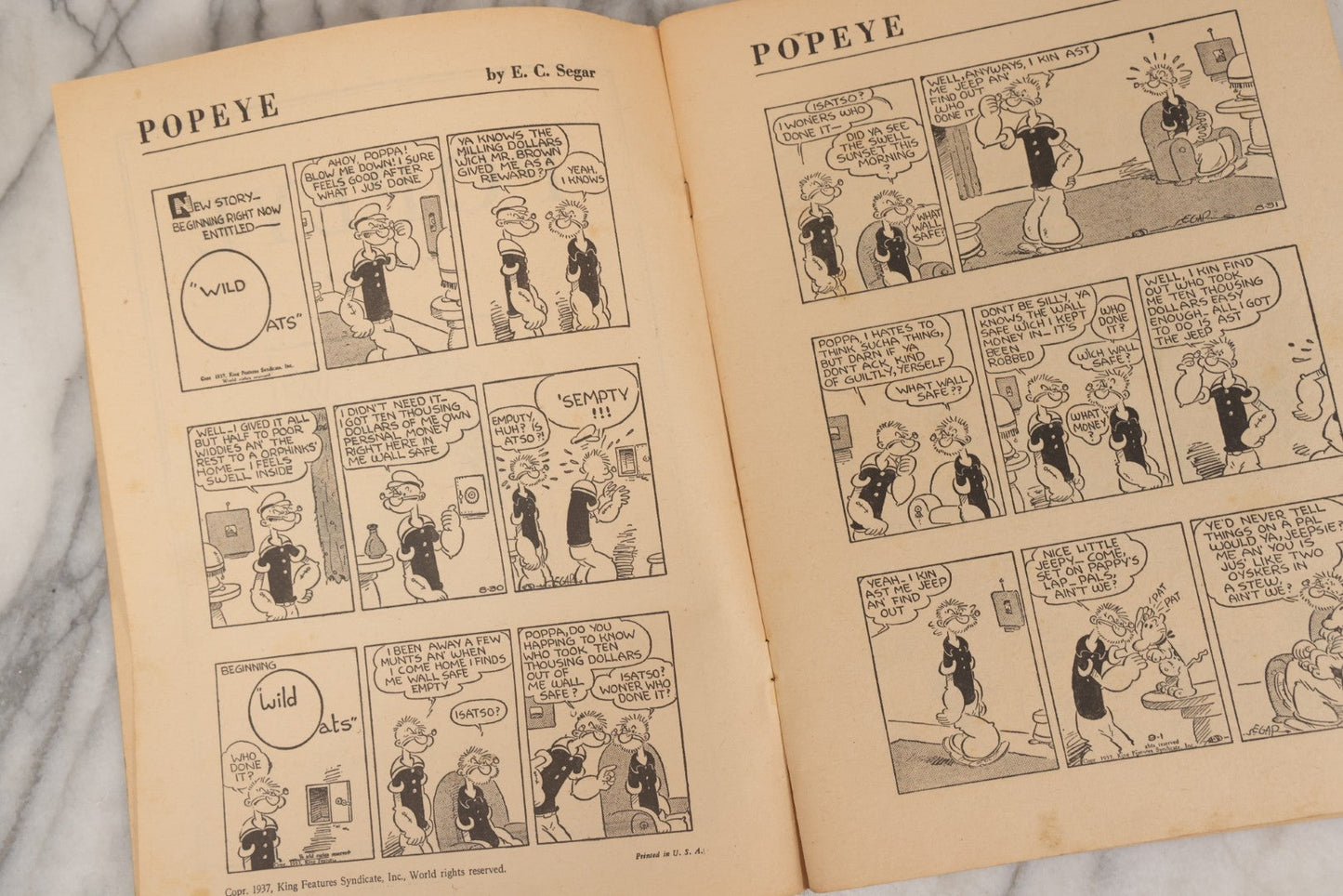 Lot 156 - "Popeye In 'Wild Oats'" Vintage Comic Book, Feature Book No. 14, Published By David McKay Company, Philadelphia, By E.C. Segar
