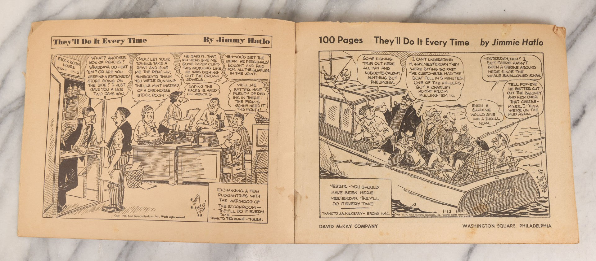 Lot 158 - "They'll Do It Every Time" Vintage Comic Book By Jimmy / Jimmie Hatlo, 100 Pages, Published By David McKay Company, Philadelphia, 1939