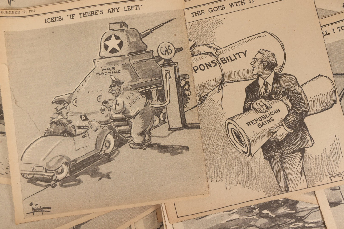 Lot 164 - Grouping Of 200+ Vintage World War Two Newspaper Comic Strips, Providence, Rhode Island, 1942–1944, Featuring Axis Powers, Hitler, Domestic Politics, And Wartime Culture, By Henderson, Halladay, And Others