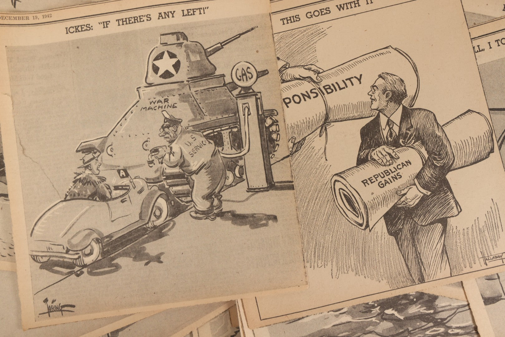 Lot 164 - Grouping Of 200+ Vintage World War Two Newspaper Comic Strips, Providence, Rhode Island, 1942–1944, Featuring Axis Powers, Hitler, Domestic Politics, And Wartime Culture, By Henderson, Halladay, And Others