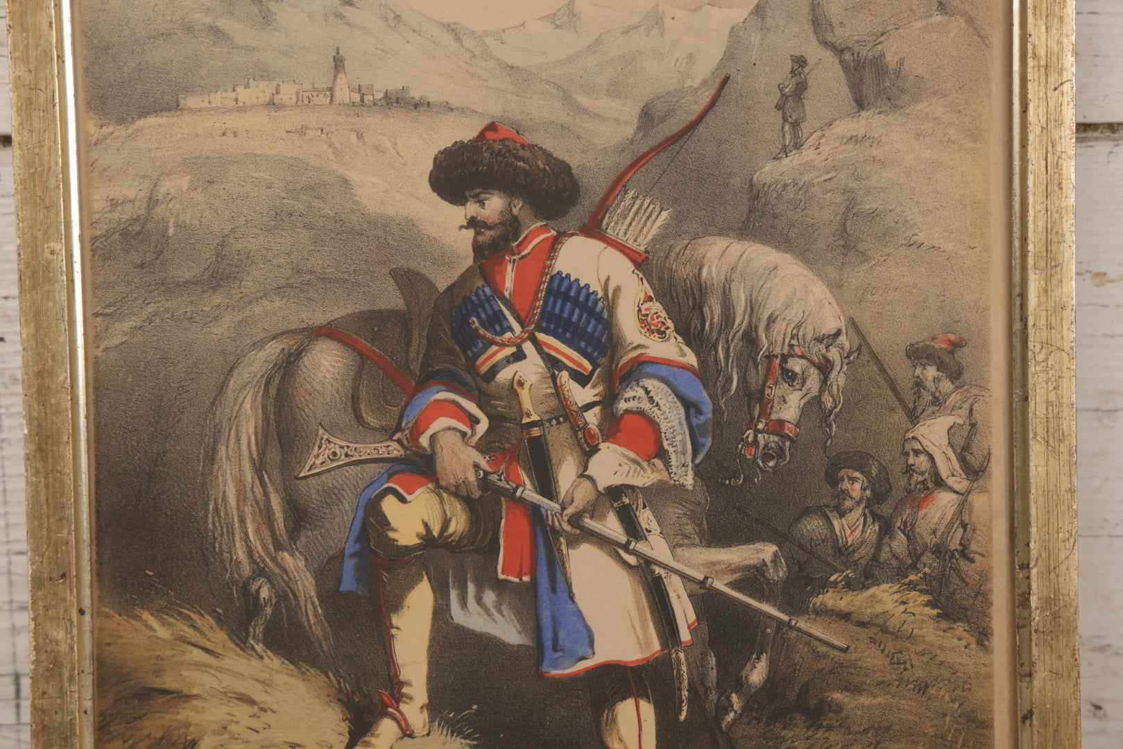 Lot 176 - Antique Hand-Colored Print, Originally Cover Of “Circassian Polka” By Charles Louis Napoléon D'Albert, Possibly Depicting Imam Shamil (1797–1871), In Frame, 10-3/8" x 12-7/8"