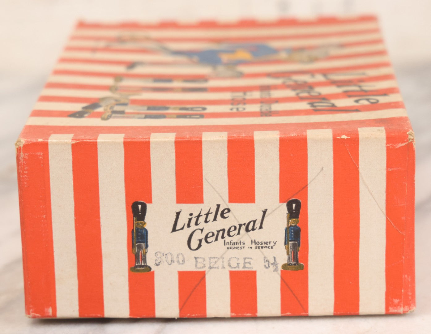Lot 181 - Antique "Little General Infants Durable Hose" Undergarments Box, Printed By W.T. Grany Co., 1923