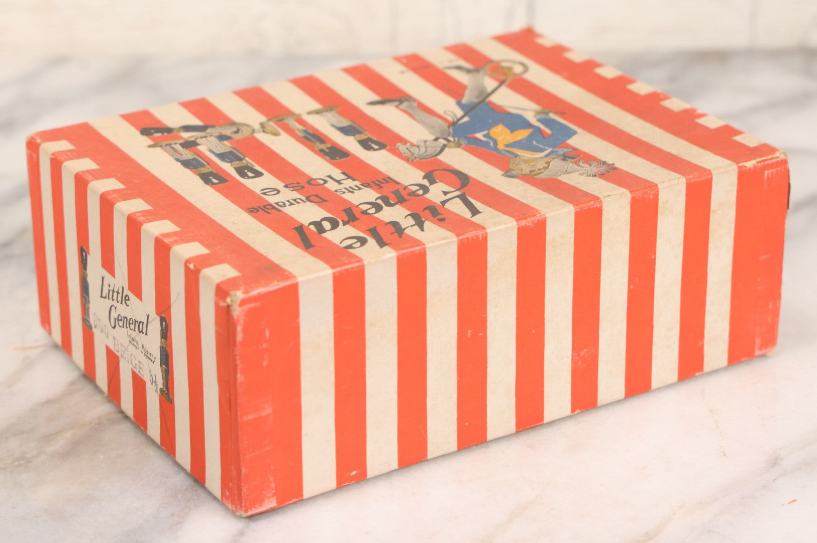 Lot 181 - Antique "Little General Infants Durable Hose" Undergarments Box, Printed By W.T. Grany Co., 1923