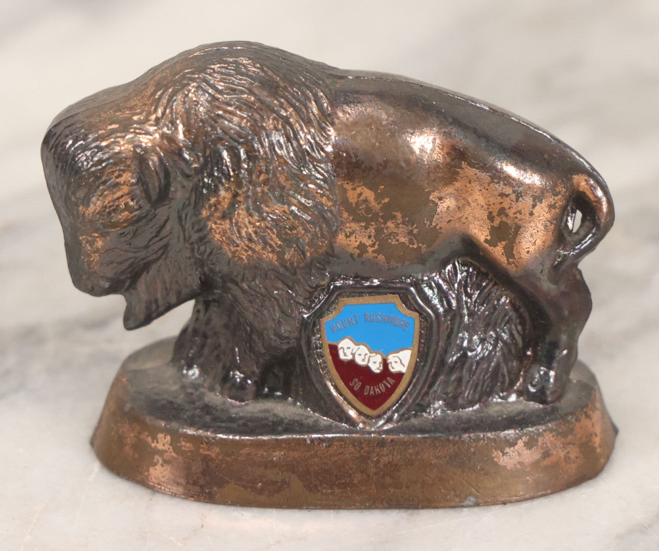 Lot 191 - Pair Of Vintage Pot Metal Souvenir Figurines, Cog Railway White Mountains, New Hampshire And Bison From Mt. Rushmore, South Dakota