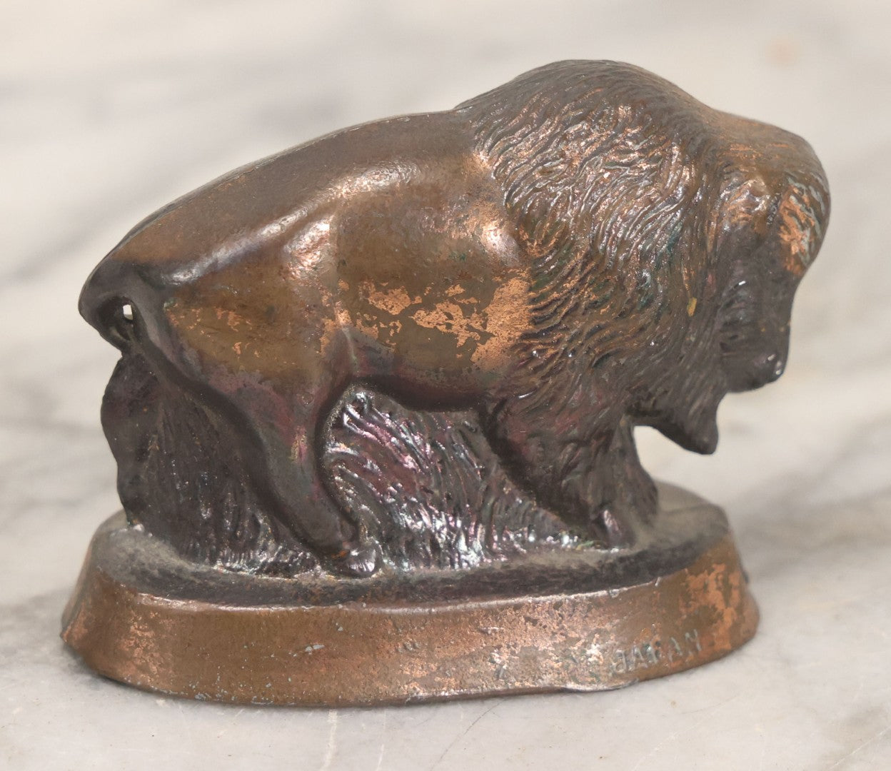 Lot 191 - Pair Of Vintage Pot Metal Souvenir Figurines, Cog Railway White Mountains, New Hampshire And Bison From Mt. Rushmore, South Dakota