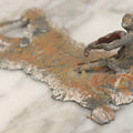 Lot 017 - Antique Cold-Painted Metal Paperweight Figurine Of Violin-Playing Monkey On Taxidermy Tiger Rug, Likely Austrian Or German
