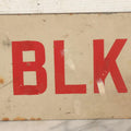Lot 042 - Vintage Stenciled Metal Directional Road Sign “3 Blocks" Red On White Paint, Later Repainted “Restroom” On Reverse, 18" x 6-1/8"