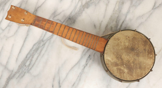 Lot 049 - Vintage Banjo-Ukulele (Banjo-Lele) With Wooden Neck And Metal Pot Assembly, Marked “Pat. App. For,” No Strings, 20-1/4" L