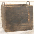 Lot 076 - Antique Finger-Jointed Wooden Box With Pressed Ford Logo And “X” Marking, Metal Side Handles, Possibly A Ford Motor Company Service Or Parts Box