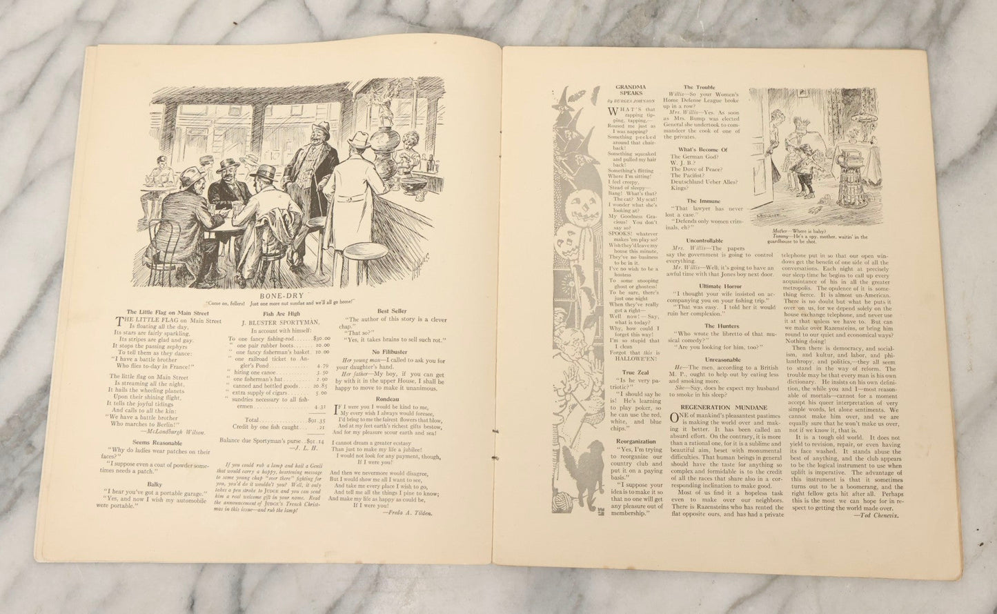 Lot 081 - Antique "Judge" Magazine Hallowe'en Issue, October 27, 1917, Featuring Jack-O-Lantern JOL. Cover, Captioned "The Gobble-Uns 'll Get You Ef You Don't Watch Out," New York City