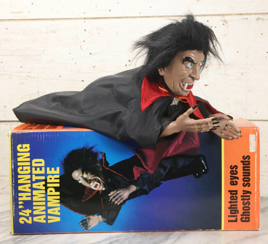 Lot 082 - Vintage Hanging Animated Vampire Figure Hallowe'en Decoration In Original Box, Gemmy Industries Corp., Irving, Texas, With 1992 Receipt From Spencer Gifts, Working Condition