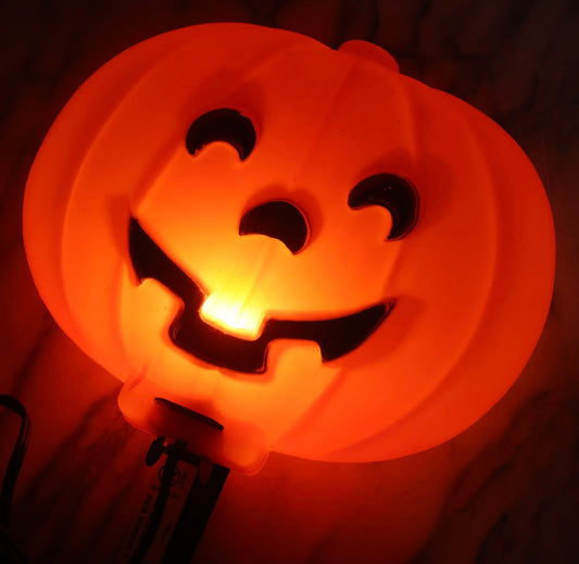 Lot 083 - Vintage Light-Up Jack-O-Lantern JOL. Blow Mold Pumpkin Decoration With Metal Mounting Bracket