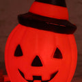 Lot 084 - Vintage Light-Up Jack-O-Lantern JOL. Blow Mold Pumpkin With Witch Hat By Carolina Enterprises, Copyright 1981