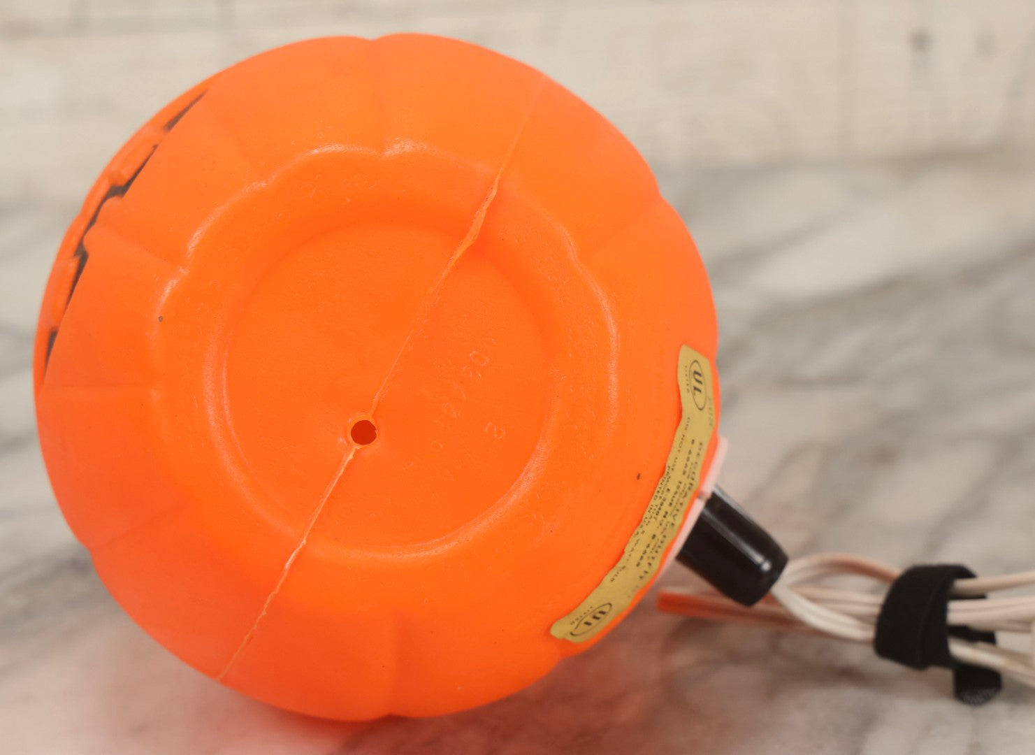 Lot 084 - Vintage Light-Up Jack-O-Lantern JOL. Blow Mold Pumpkin With Witch Hat By Carolina Enterprises, Copyright 1981