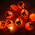 Lot 086 - Vintage Halloween String Light Flashing Garland With Orange Plastic Cat Ball Covers Over Green Christmas Light Wire, Missing One Cat Ball, Circa 1990s