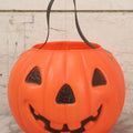 Lot 087 - Vintage Jack-O-Lantern JOL. Trick-Or-Treat Pumpkin Pail With Embossed Witch And Cat Motifs, A. J. Renzi Corp., Leominster, Massachusetts, No. 800, Circa 1978–1982