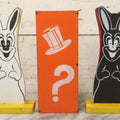 Lot 092 - Vintage “Hippity Hop Rabbit” Magic Trick With Two Masonite Rabbits On Yellow Wood Pedestals, One Magic Box Included, As Found