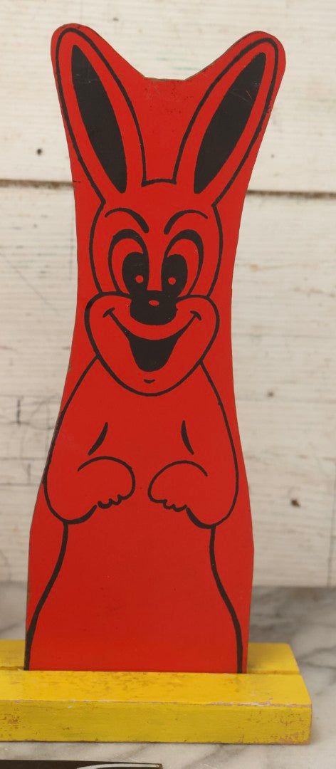 Lot 092 - Vintage “Hippity Hop Rabbit” Magic Trick With Two Masonite Rabbits On Yellow Wood Pedestals, One Magic Box Included, As Found