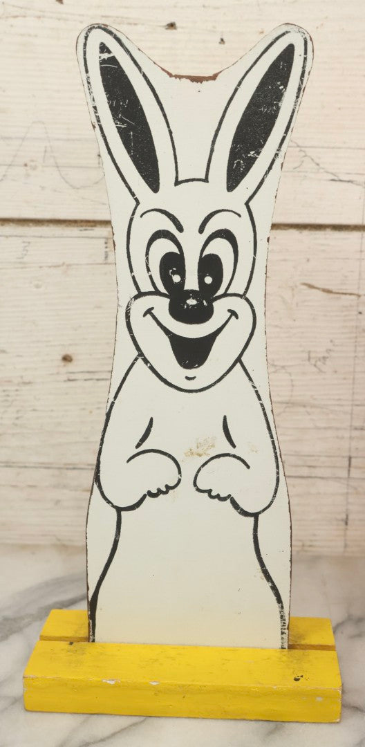 Lot 092 - Vintage “Hippity Hop Rabbit” Magic Trick With Two Masonite Rabbits On Yellow Wood Pedestals, One Magic Box Included, As Found