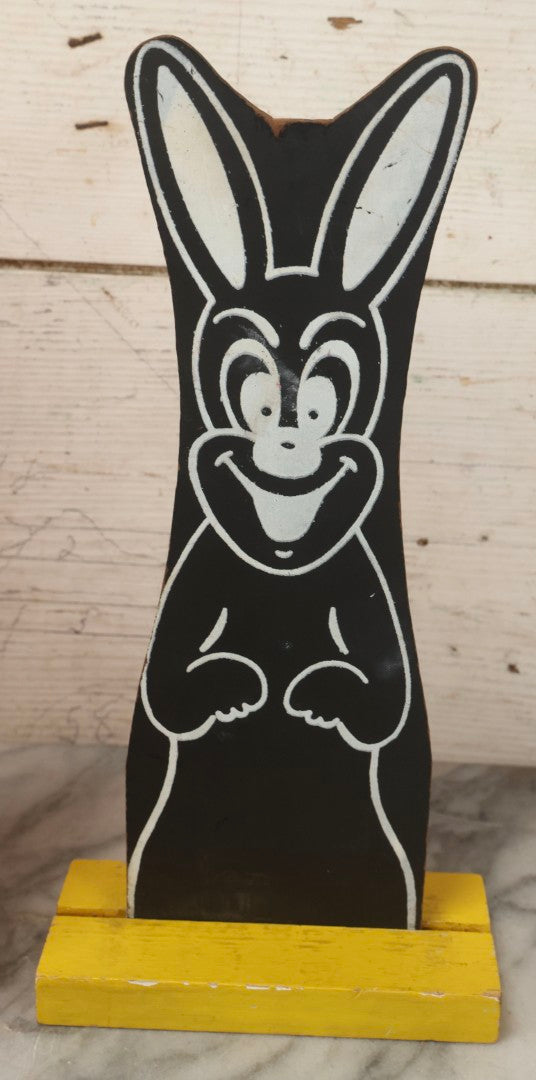 Lot 092 - Vintage “Hippity Hop Rabbit” Magic Trick With Two Masonite Rabbits On Yellow Wood Pedestals, One Magic Box Included, As Found