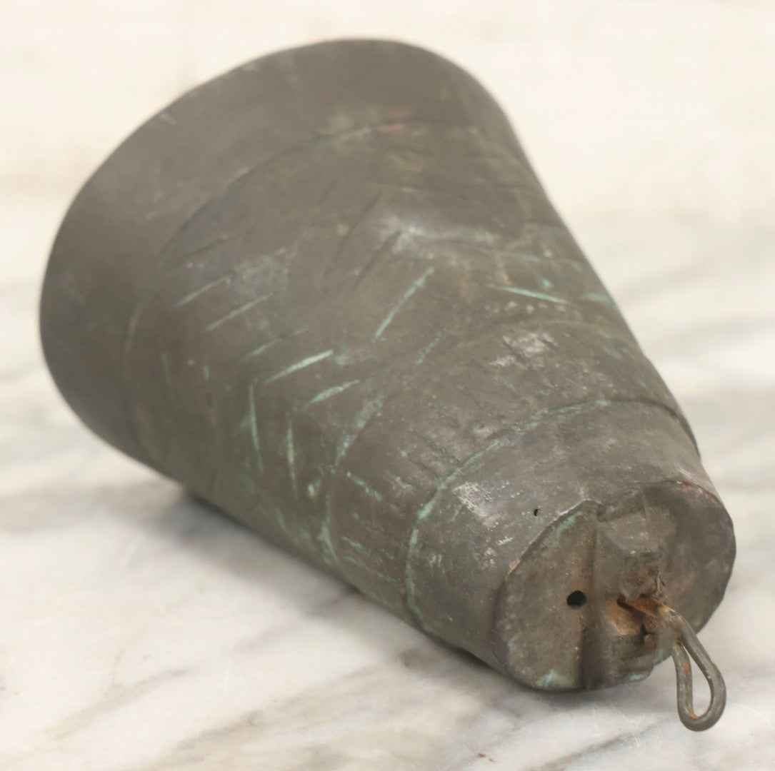 Lot 098 - Vintage Hand-Forged Bronze Nesting Temple Bell With Wire Loop Hanger, Likely Indian Or Nepalese, Circa 1920–1950, 6" H