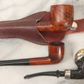 Lot 099 - Grouping Of Three Vintage Pipes Including Genuine Briar, Wood Grain With Sheath, And Painted Wood With Brass Cover