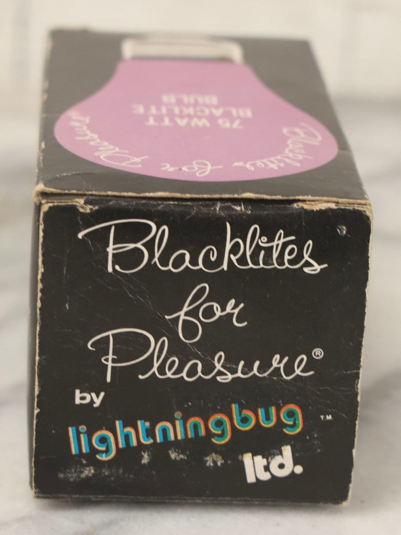 Lot 101 - Vintage 75 Watt Incandescent Blacklight Bulb In Original Box By Lightning Bug Ltd., Hazel Crest, Illinois, Made In Korea, 1975