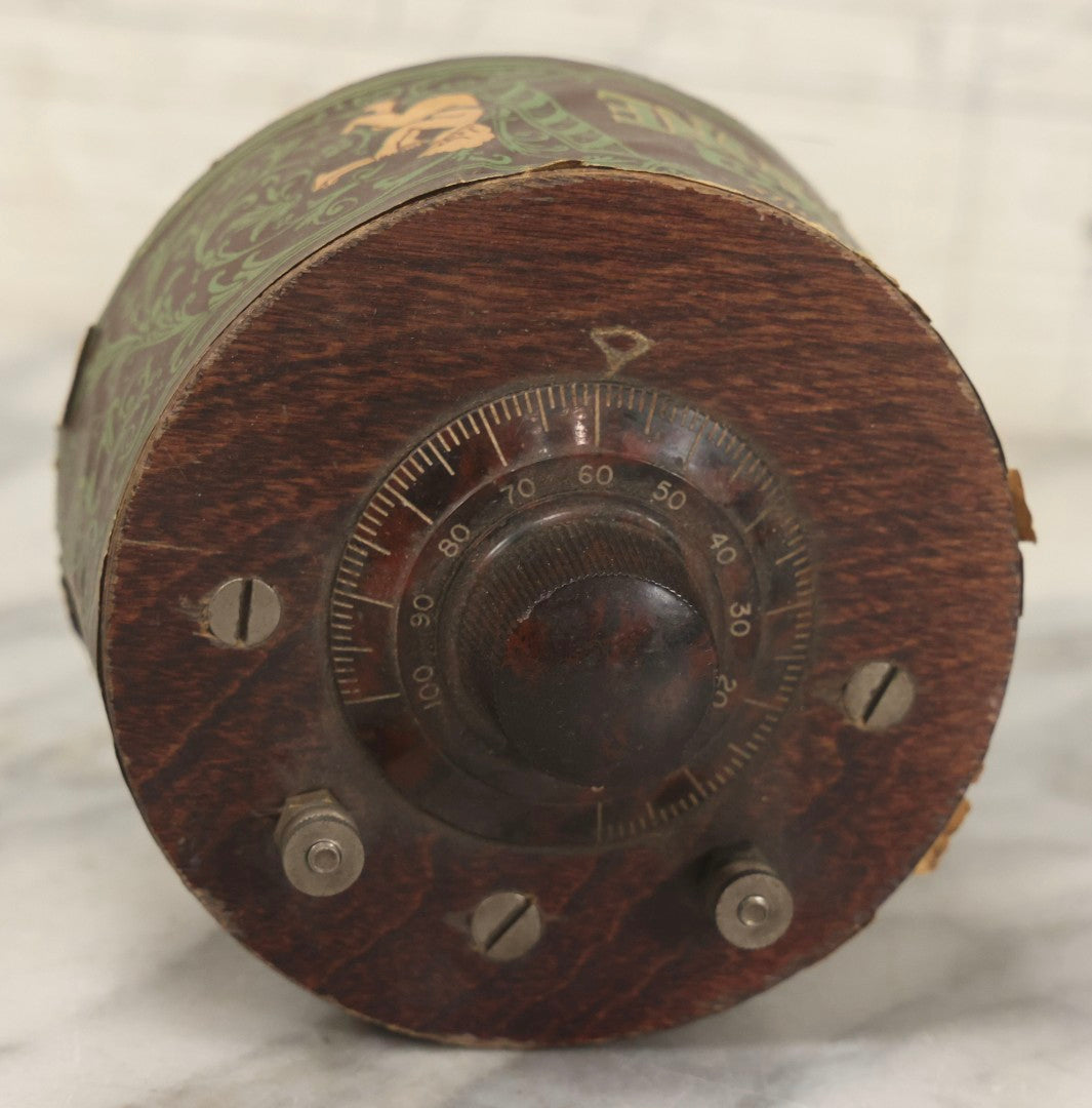 Lot 103 - Antique "The Famous Improved Kleer-Tone" Radio Tuner Variable Capacitor With Bakelite Knob And Cherub Motif Paper Wrap, 1920s