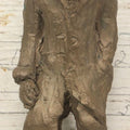 Lot 106 - Vintage Cast Metal Sculpture Of Man In Hat And Long Coat, Possibly Bronze, Heavy, Does Not Stand Independently, 7-1/2" H