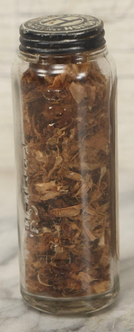 Lot 111 - Antique Hovey's Dental Polish Tooth Powder Jar, Ralph C. Hovey, Ph.G., Lynn, Massachusetts, Later Reused To Store Herbal Material, 4-3/4" H