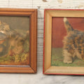 Lot 120 - Pair Of Framed Illustrated “Puffed” Cat "Embossarts" Prints By D. Merlin, Atlas Embossed Picture Co., New York, 6-1/4" x 4-1/4" Each