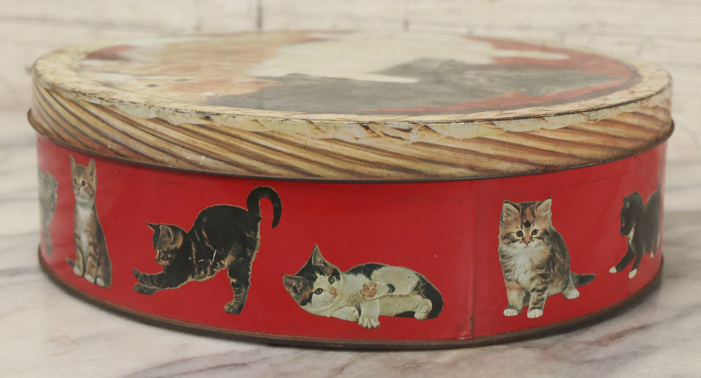Lot 121 - Vintage Circular Biscuit Tin With Photograph Of Three Kittens On Lid, Carr's Of Carlisle, England, 10" Diameter