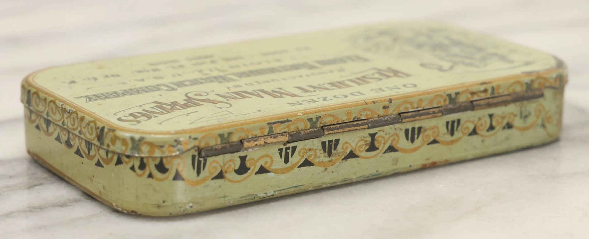 Lot 123 - Grouping Of Six Antique Watchmakers Mainspring Parts Tins Including Waltham, M. Myers, Elgin National, And Meyer Jewelry Co.