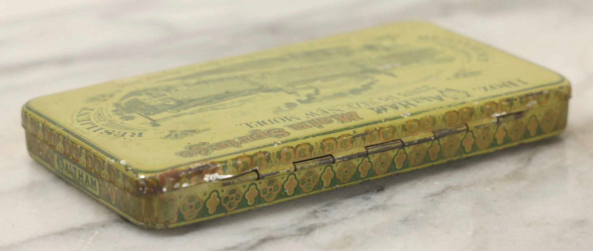 Lot 123 - Grouping Of Six Antique Watchmakers Mainspring Parts Tins Including Waltham, M. Myers, Elgin National, And Meyer Jewelry Co.