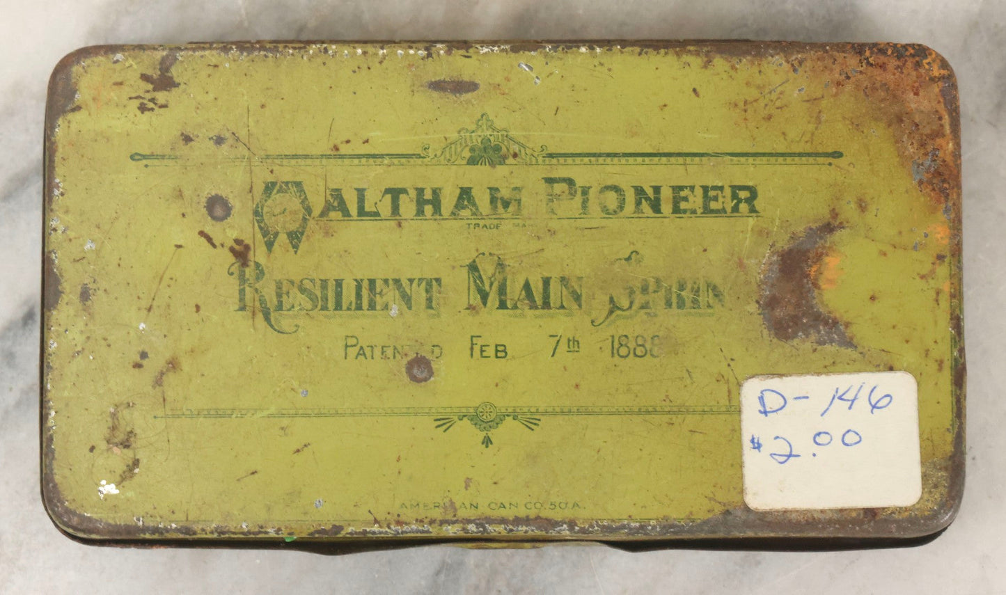 Lot 123 - Grouping Of Six Antique Watchmakers Mainspring Parts Tins Including Waltham, M. Myers, Elgin National, And Meyer Jewelry Co.