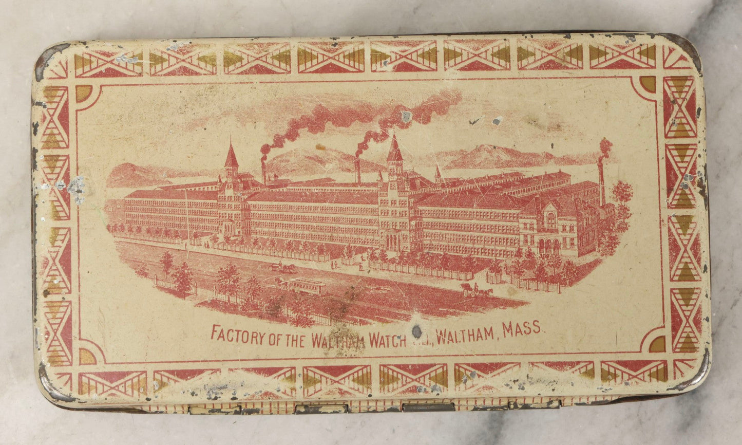 Lot 123 - Grouping Of Six Antique Watchmakers Mainspring Parts Tins Including Waltham, M. Myers, Elgin National, And Meyer Jewelry Co.