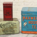 Lot 124 - Grouping Of Three Antique And Vintage Tins Including Maxwell House Tea, Kee Lox Typewriter Ribbon, And Maryland Club Tobacco