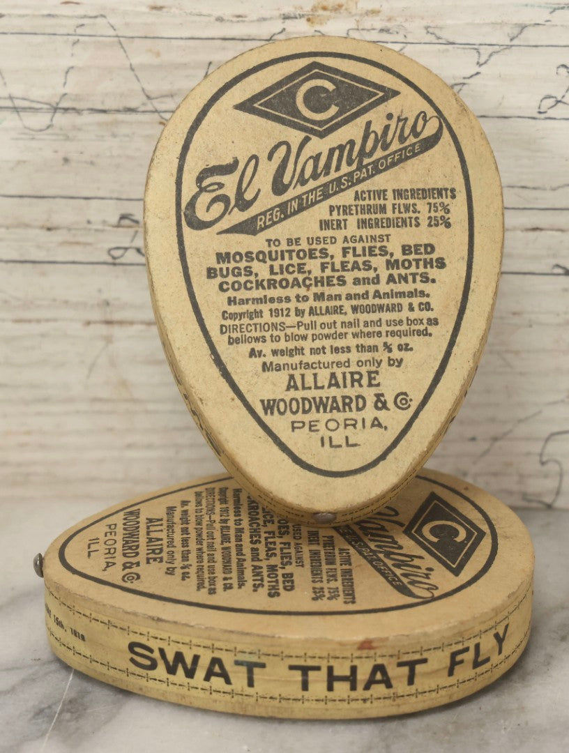 Lot 125 - Pair Of Antique "El Vampiro" Insect Powder Advertising Boxes By Allaire, Woodward & Co., Peoria, Illinois, Copyright 1912