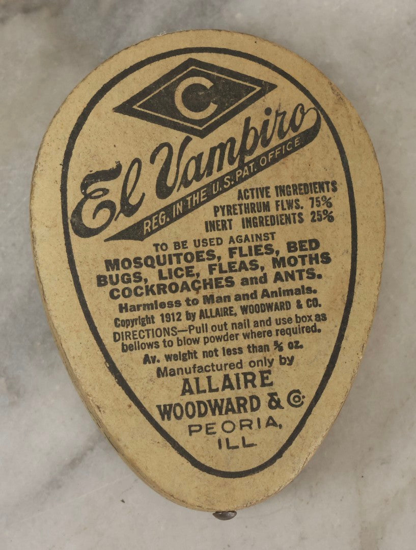 Lot 125 - Pair Of Antique "El Vampiro" Insect Powder Advertising Boxes By Allaire, Woodward & Co., Peoria, Illinois, Copyright 1912