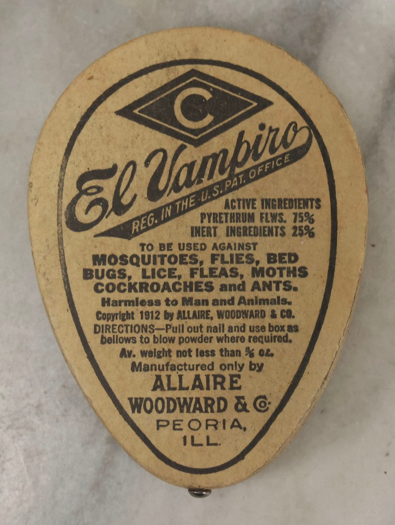 Lot 125 - Pair Of Antique "El Vampiro" Insect Powder Advertising Boxes By Allaire, Woodward & Co., Peoria, Illinois, Copyright 1912