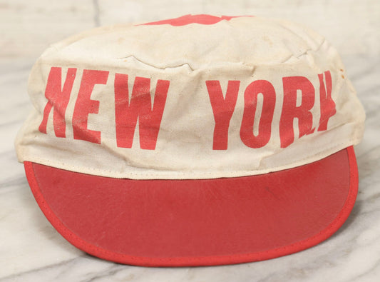 Lot 127 - Vintage 1982 New York Marathon Souvenir Baseball Cap With Red Visor And White Crown