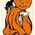 Lot 128 - Antique Halloween Postcard “Halloween Greetings” Featuring Child In Jack-O-Lantern Costume With Black Cat, Series No. 1133, Made In USA., Not Postmarked, Unused