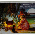Lot 131 - Antique Halloween Postcard “Jolly Halloween – May The Fates Be Good To You” Depicting Child And Black Cat By Cauldron Fire Beneath Full Moon, Postmarked Times Square Station, New York, 1909, Written On Verso