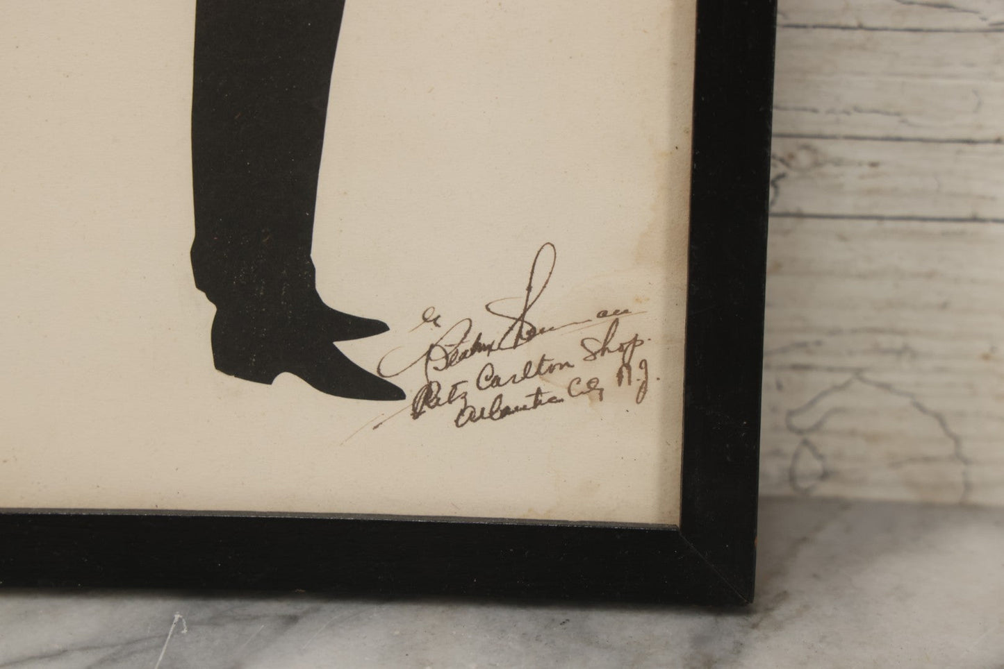 Lot 138 - Antique Hand-Cut Paper Silhouette Of Man In Suit With Tie, Hands In Pockets, By Beatrix Sherman, Ritz-Carlton Shop, Atlantic City, New Jersey, Circa 1930, 6-1/4" x 12-3/4"