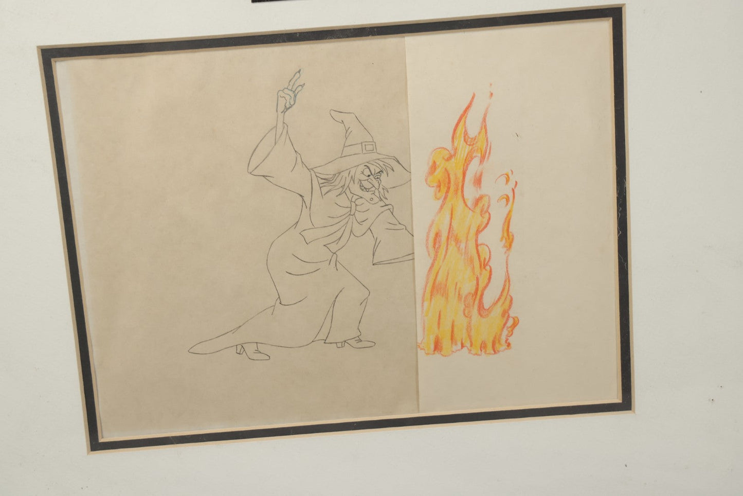 Lot 140 - Vintage Original Hand-Painted Animation Production Cel Featuring Mombi The Witch Conjuring Fire From "Journey Back To Oz," Filmation Associates, 1972, With Certificate Of Authenticity, 18-1/4" x 25-1/4"