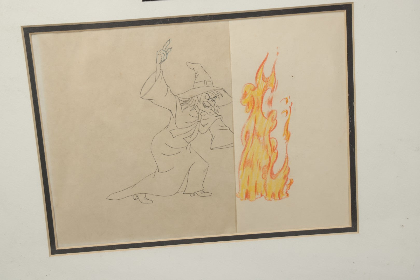 Lot 140 - Vintage Original Hand-Painted Animation Production Cel Featuring Mombi The Witch Conjuring Fire From "Journey Back To Oz," Filmation Associates, 1972, With Certificate Of Authenticity, 18-1/4" x 25-1/4"